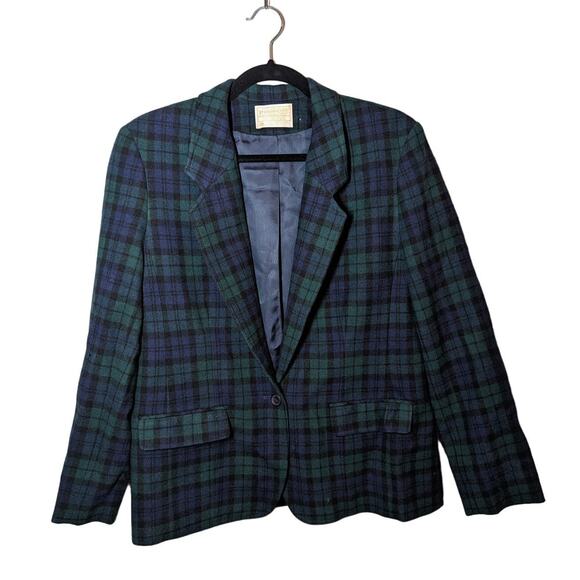 Vintage Pendleton Wool Green Tartan Blazer - Picture 1 of 5